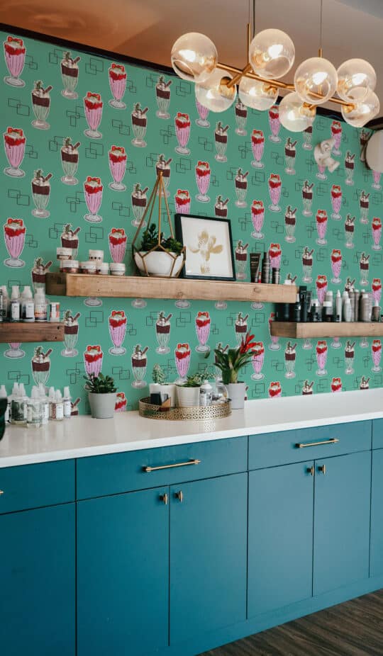 milkshake turquoise traditional wallpaper