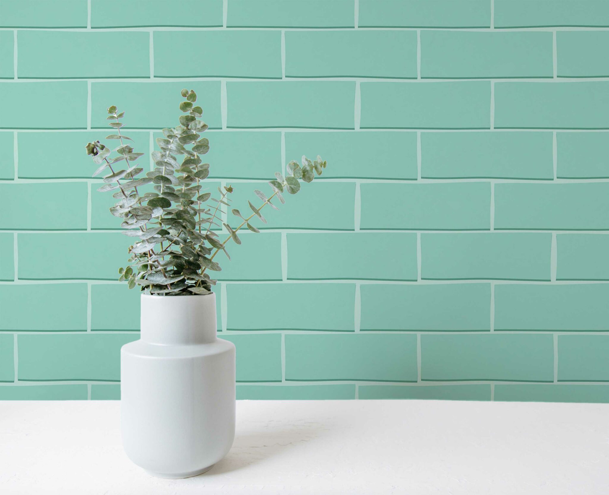 Turquoise Brick Aesthetic - Peel and Stick or Non-Pasted | Save 25%