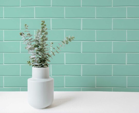 Traditional Turquoise Brick Geometry wallpaper by Fancy Walls