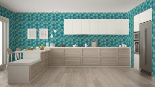 Traditional Turquoise Symphony in Checkers wallpaper by Fancy Walls