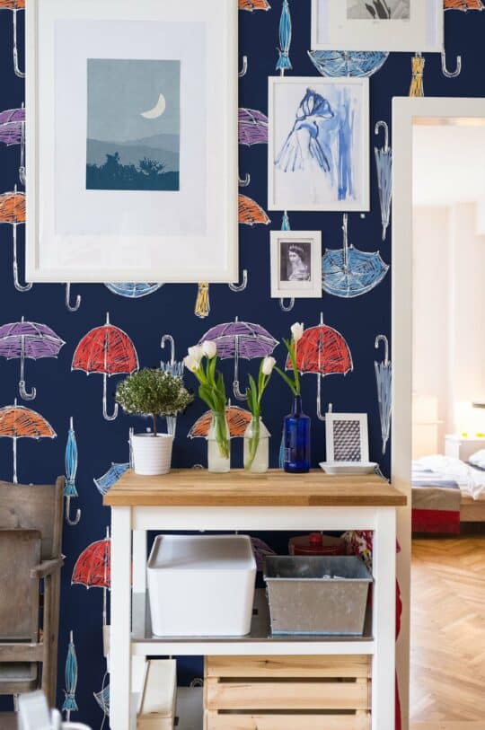 multicolor umbrella unpasted wallpaper