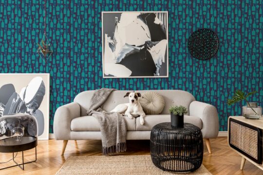 Teal Toast peel and stick wallpaper from Fancy Walls