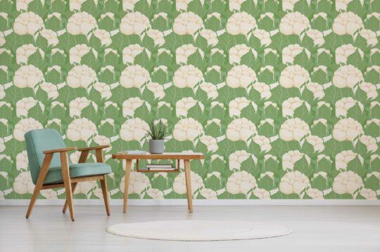 Whimsical Dance of Cauliflower Greens, peel and stick wallpaper by Fancy Walls