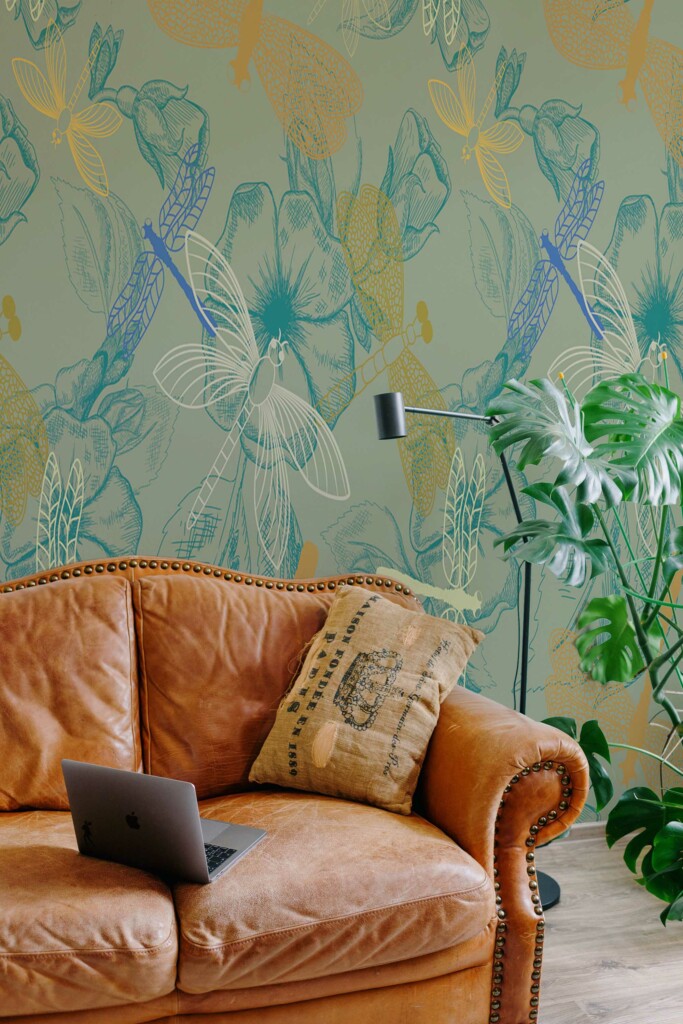 Wall mural peel and stick featuring Elegant Dragonfly by Fancy Walls