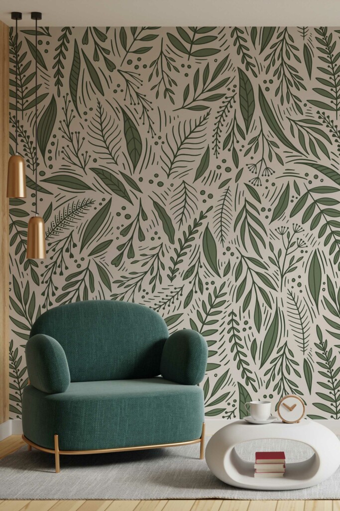 Fancy Walls peel and stick wall murals with handdrawn leaf design