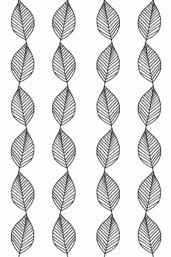 Pattern repeat of Vertical leaf print removable wallpaper design