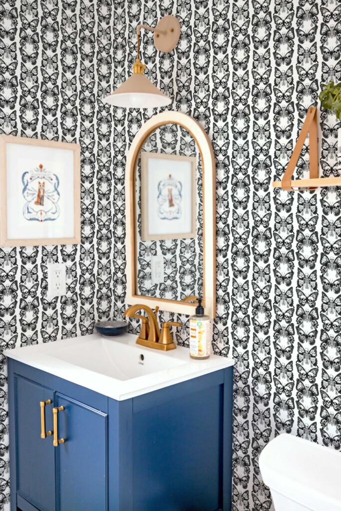 Traditional wallpaper with skeleton butterflies by Fancy Walls
