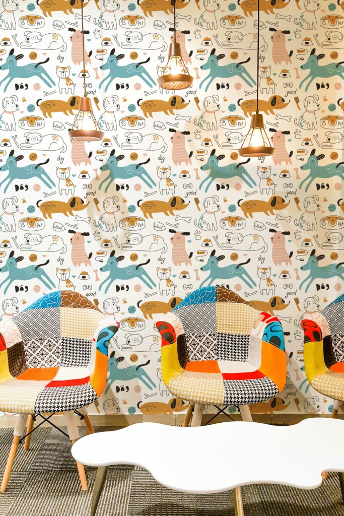 Self-adhesive Vibrant Canine Bliss wallpaper by Fancy Walls