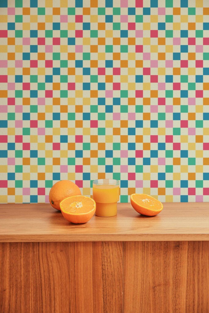Traditional Vibrant Check Harmony wallpaper by Fancy Walls