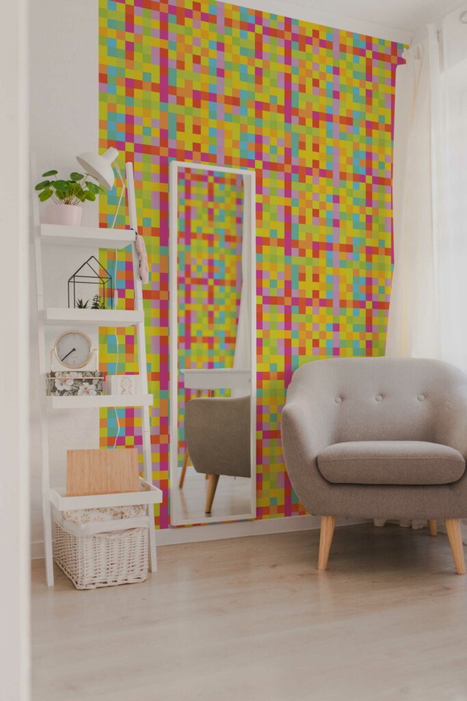 Unpasted wallpaper in Groovy Check by Fancy Walls