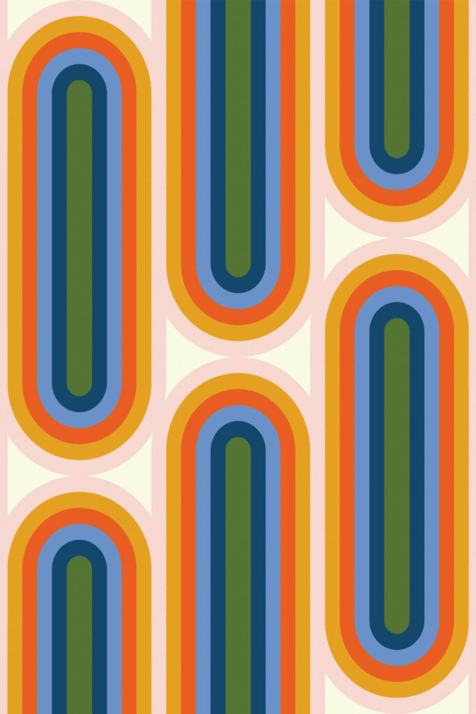 Pattern repeat of Vibrant Disco Spectrum removable wallpaper design