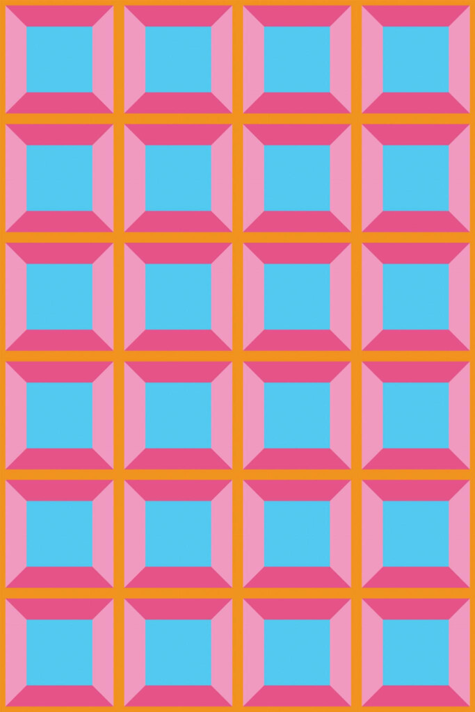 Pattern repeat of Vibrant Geometric Dreamscape removable wallpaper design