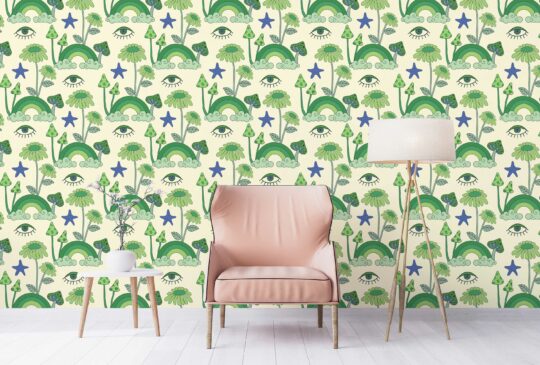 Vibrant Green Psychedelic wallpaper for walls from Fancy Walls