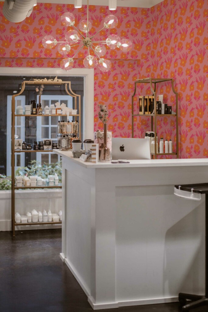 Unpasted wallpaper in Vibrant Pink Petals design by Fancy Walls