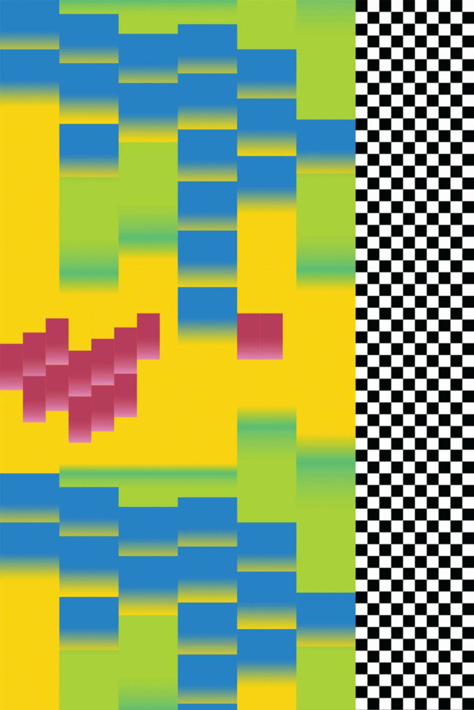 Pattern repeat of Vibrant Pixelated Adventure removable wallpaper design