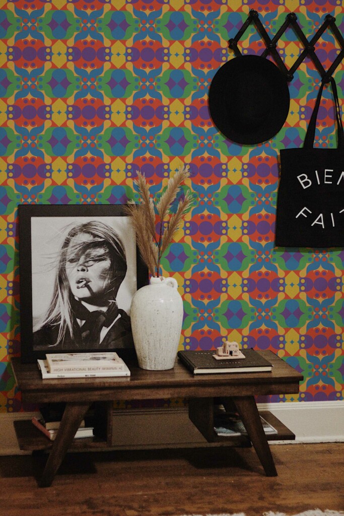 Fancy Walls Peel and Stick Wallpaper in Eclectic Psychedelic Colors