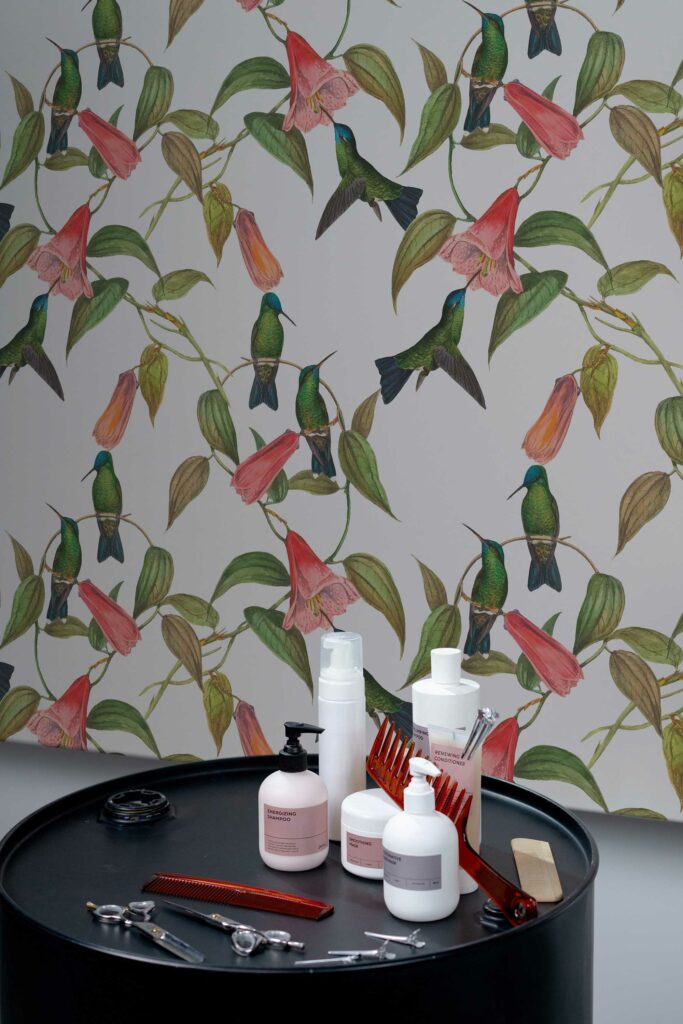 Vibrant Salon Silhouette removable wallpaper from Fancy Walls