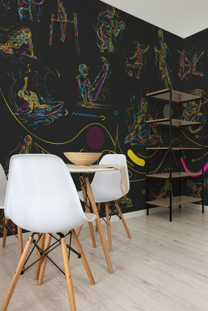 Fancy Walls removable wall mural featuring colorful sports figures.