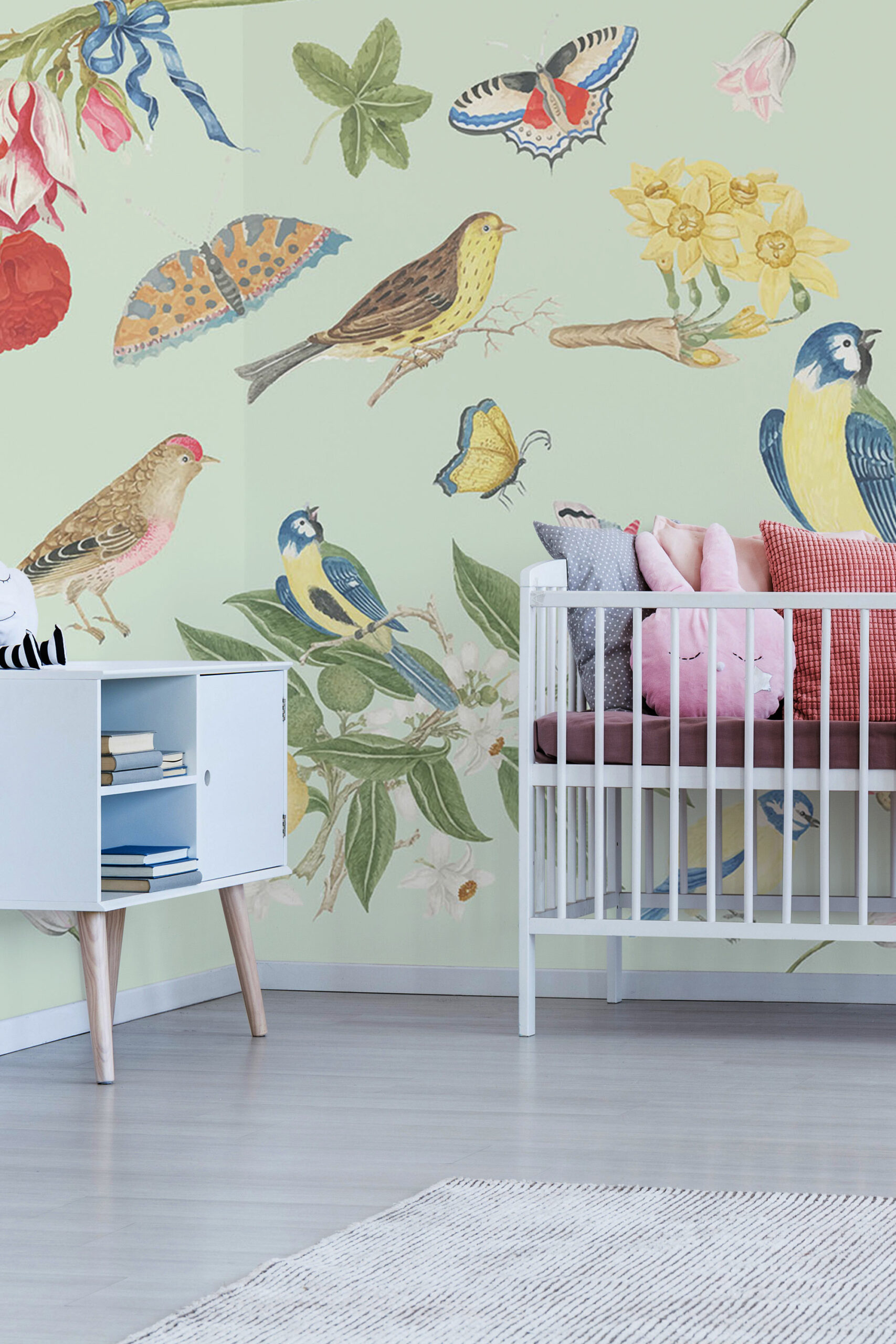 Verdant Vintage Birdsong Wall Mural, murals for walls by Fancy Walls