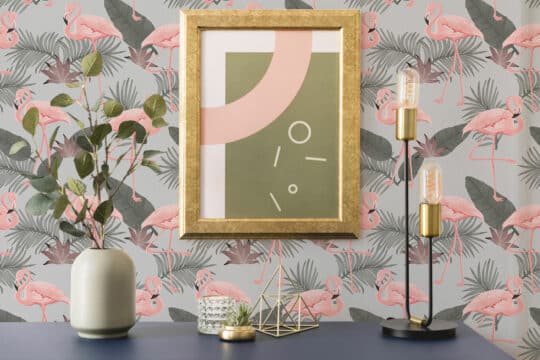 tropical flamingo flamingo leaf peel and stick wallpaper