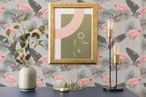 tropical flamingo flamingo leaf peel and stick wallpaper