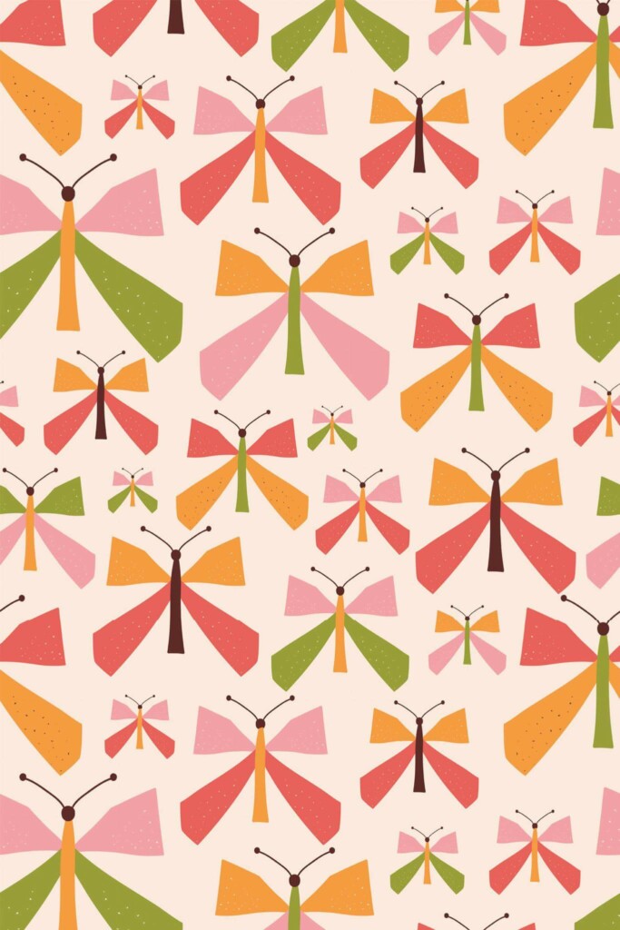 Pattern repeat of Vintage butterfly removable wallpaper design