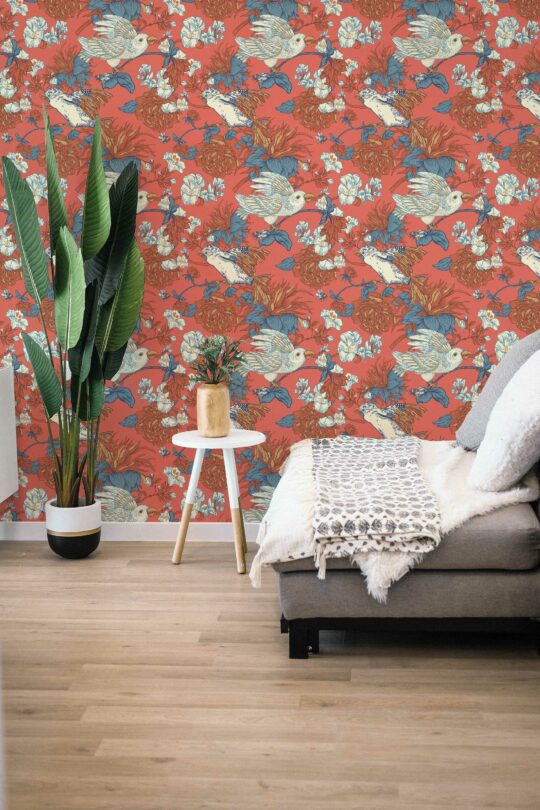 red stick and peel wallpaper