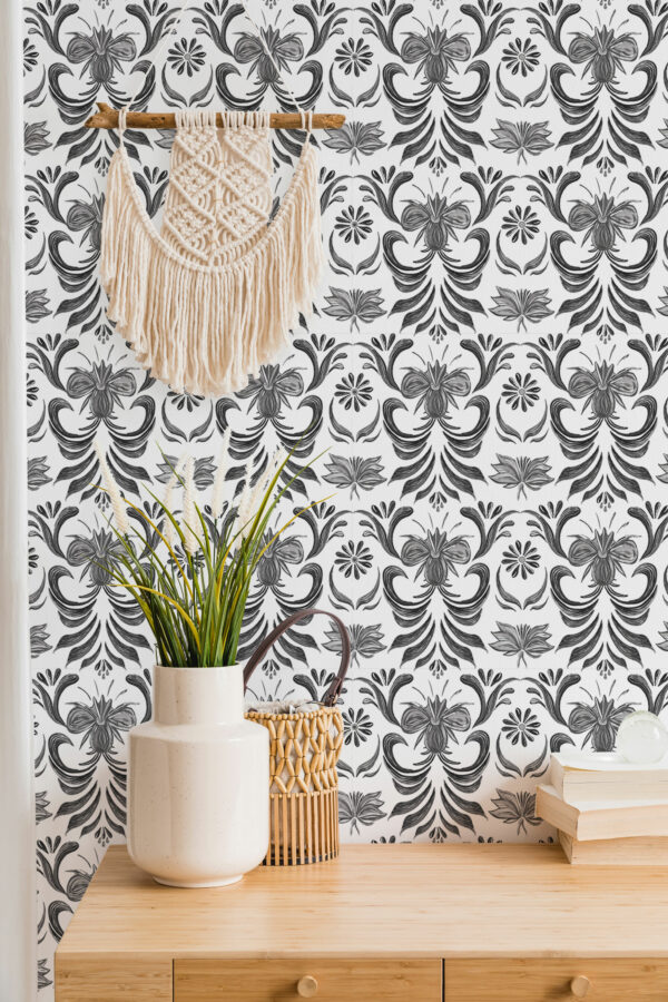 vintage floral non-pasted wallpaper
