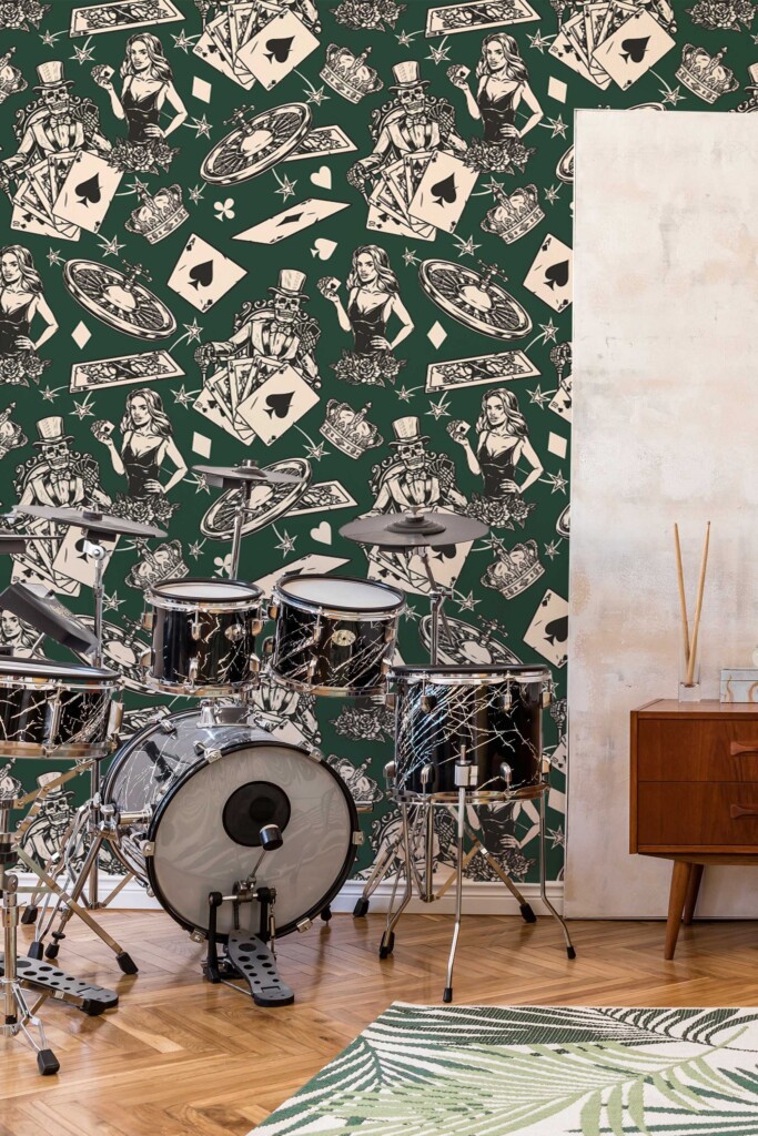 Murals for walls with retro poker design by Fancy Walls