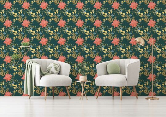 vintage green traditional wallpaper