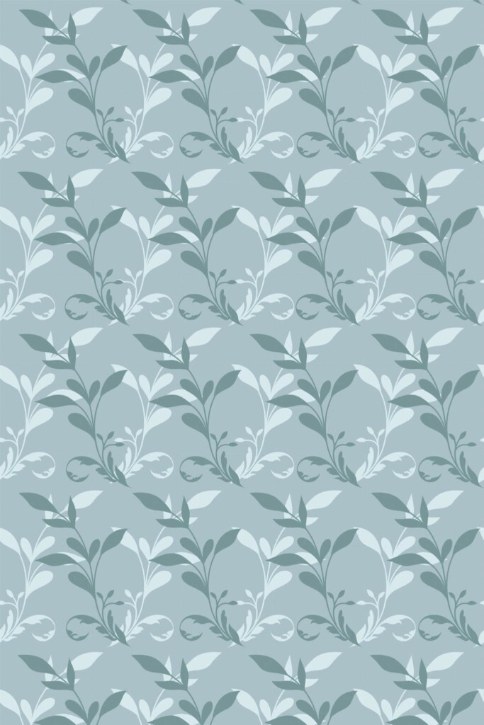Pattern repeat of Vintage leaf design removable wallpaper design