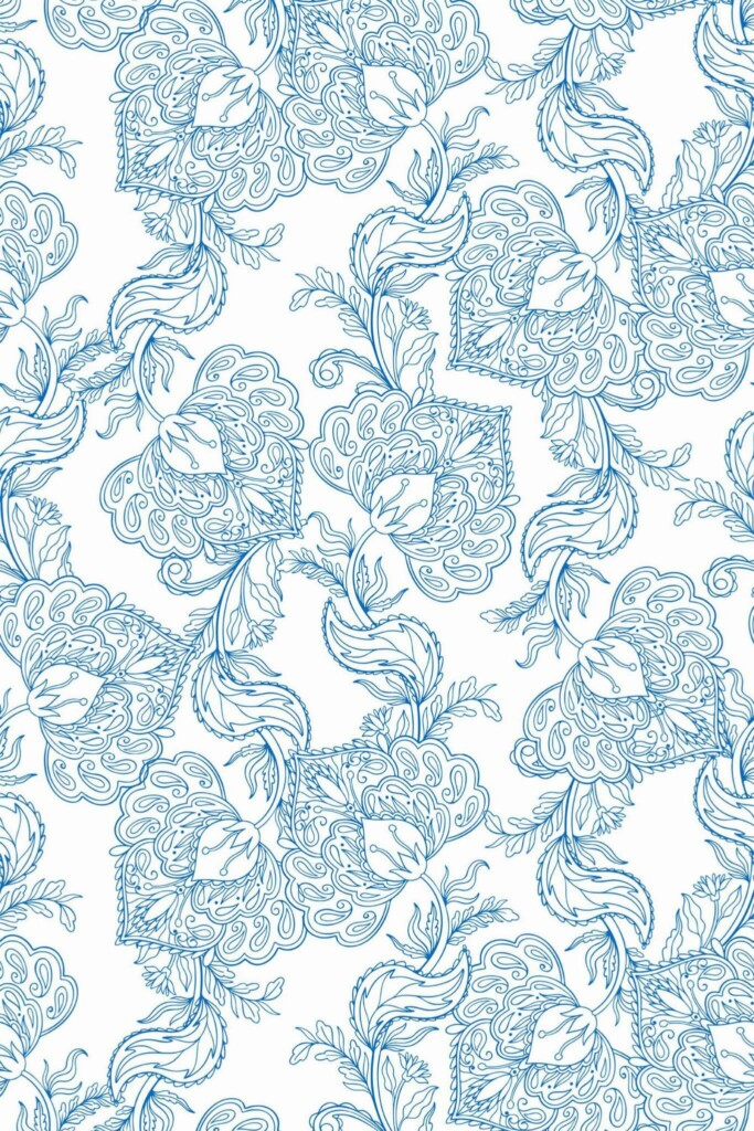Pattern repeat of Vintage orchid floral removable wallpaper design