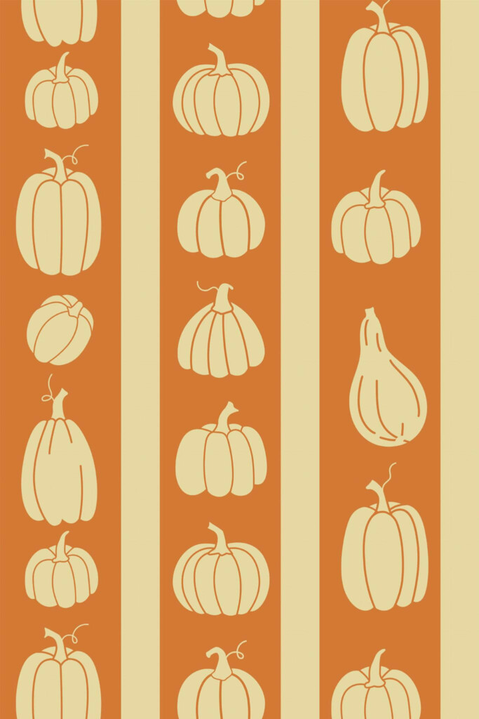 Pattern repeat of Vintage Pumpkin Grooves removable wallpaper design