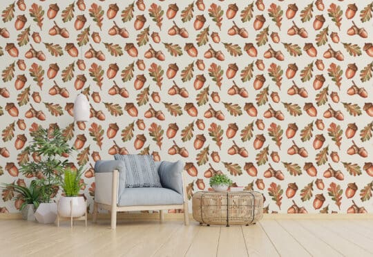 acorn brown traditional wallpaper