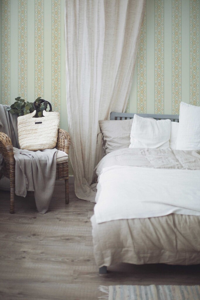 Fancy Walls wallpaper for walls with vintage sage green lines