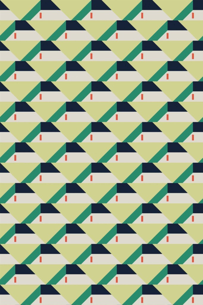 Pattern repeat of Vintage textile inspired removable wallpaper design