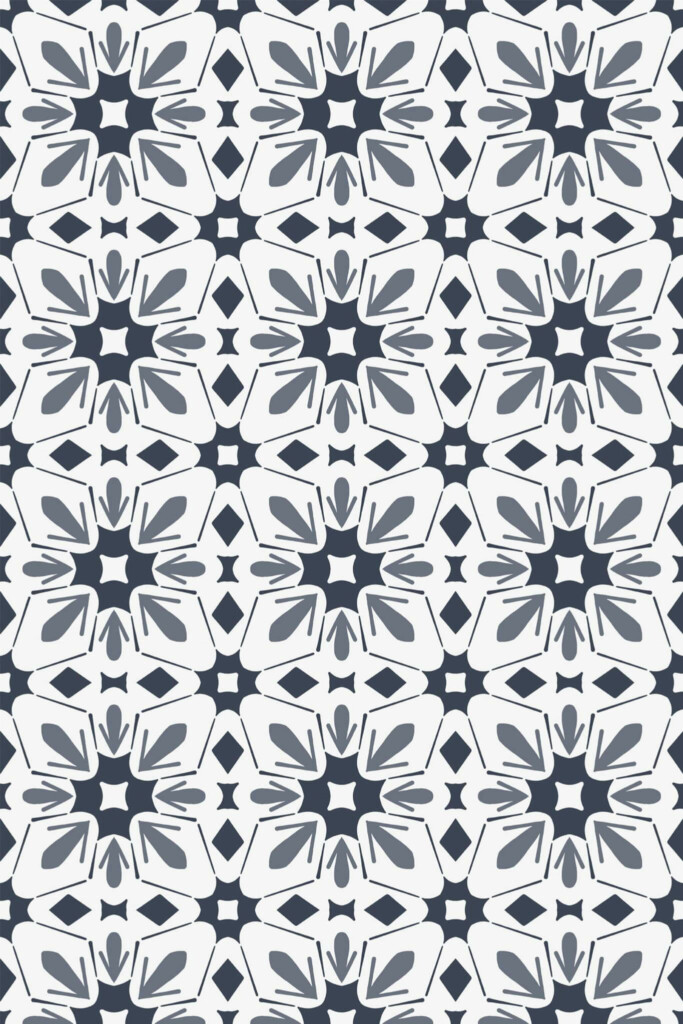 Pattern repeat of Vintage tile removable wallpaper design