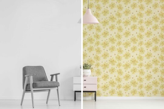 Traditional wallpaper in Daffodil Gold design by Fancy Walls