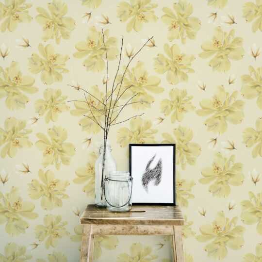Unpasted wallpaper in Vintage Yellow Daffodils design by Fancy Walls