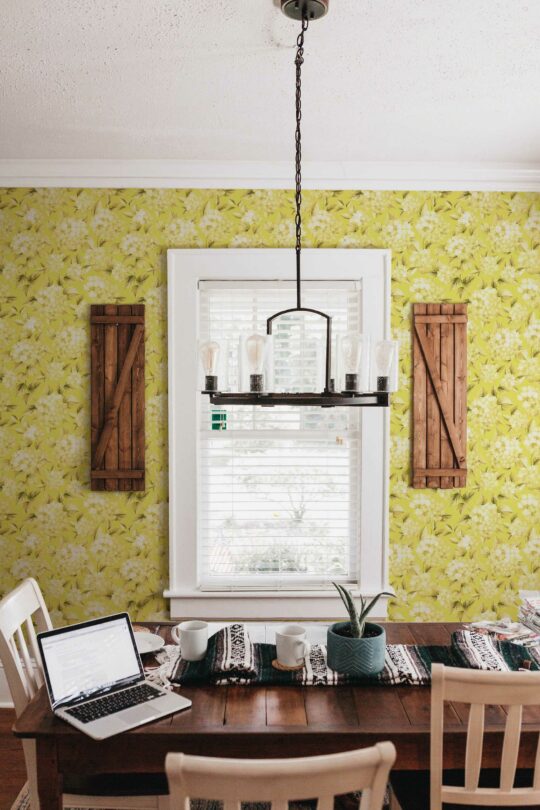Vintage Yellow Hydrangeas unpasted wallpaper by Fancy Walls
