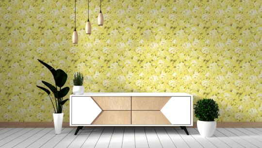 Retro Hydrangea Sunshine removable wallpaper by Fancy Walls