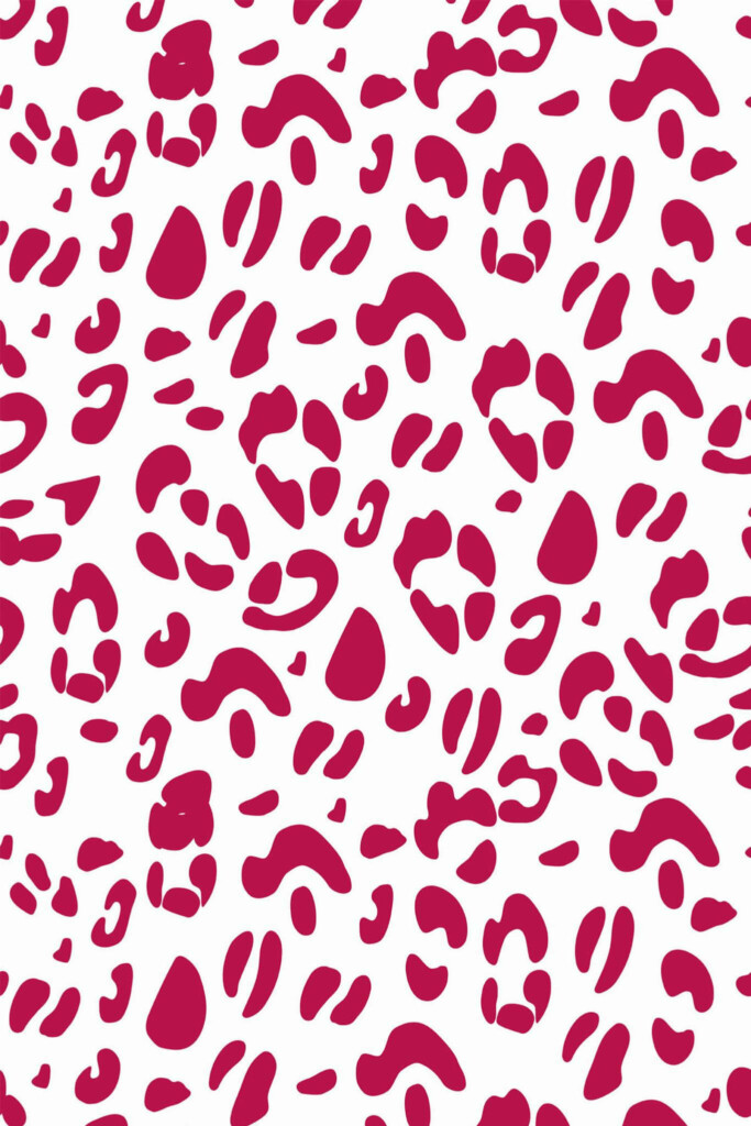 Pattern repeat of Viva magenta leopard print removable wallpaper design