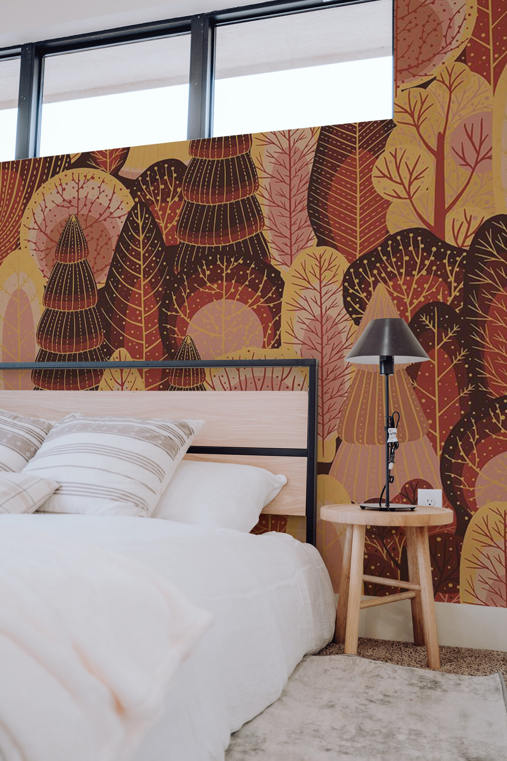 Brown Autumn wall paper mural with nature style from Fancy Walls
