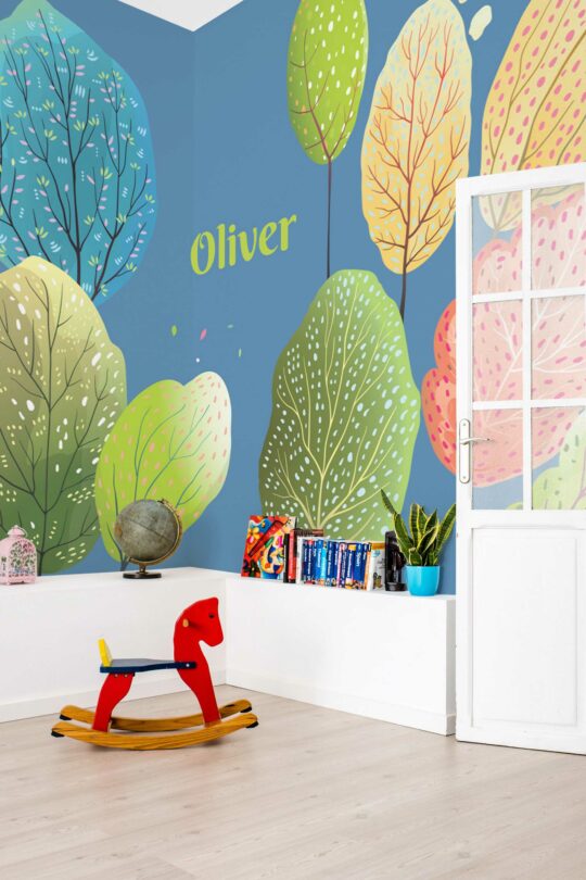 Removable Wall Mural with Colorful Trees design by Fancy Walls