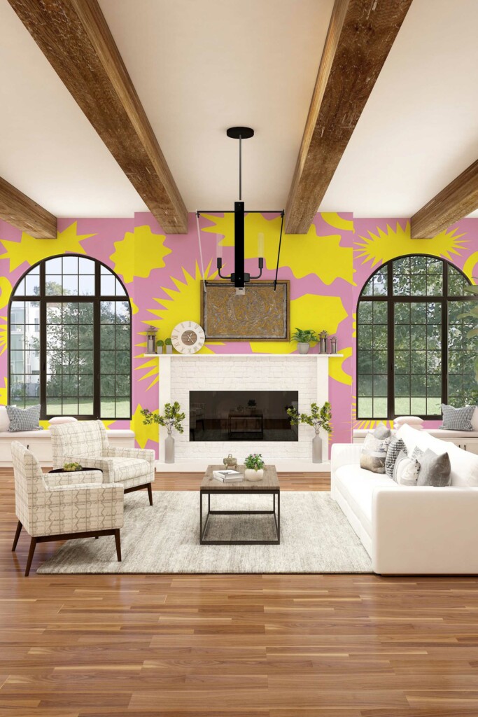 Peel and stick wall murals by Fancy Walls featuring pink funky designs