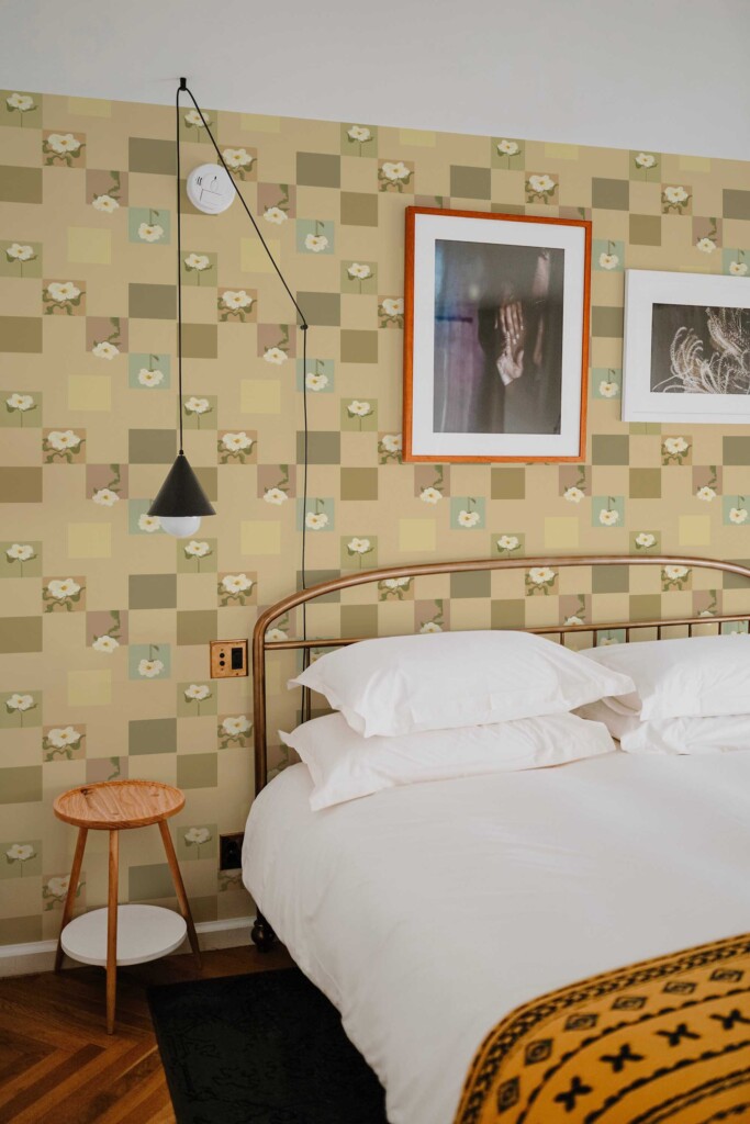 Eclectic pixel flower removable wallpaper by Fancy Walls