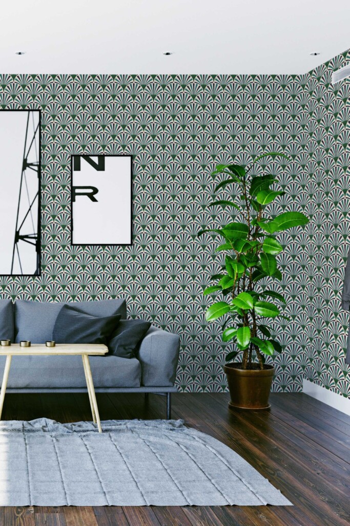 Fancy Walls emerald green peel and stick wallpaper in Art deco style