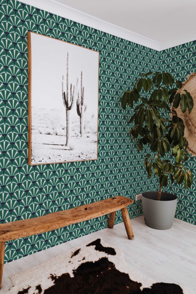 Fancy Walls emerald green peel and stick wallpaper in art deco style