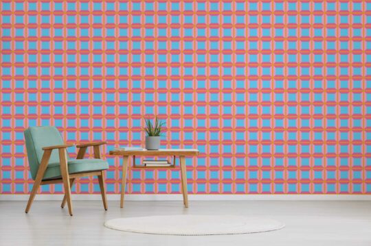 Unpasted wallpaper by Fancy Walls in a pink and blue geometric design