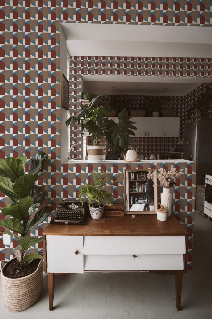 Fancy Walls terracotta geometric traditional wallpaper design